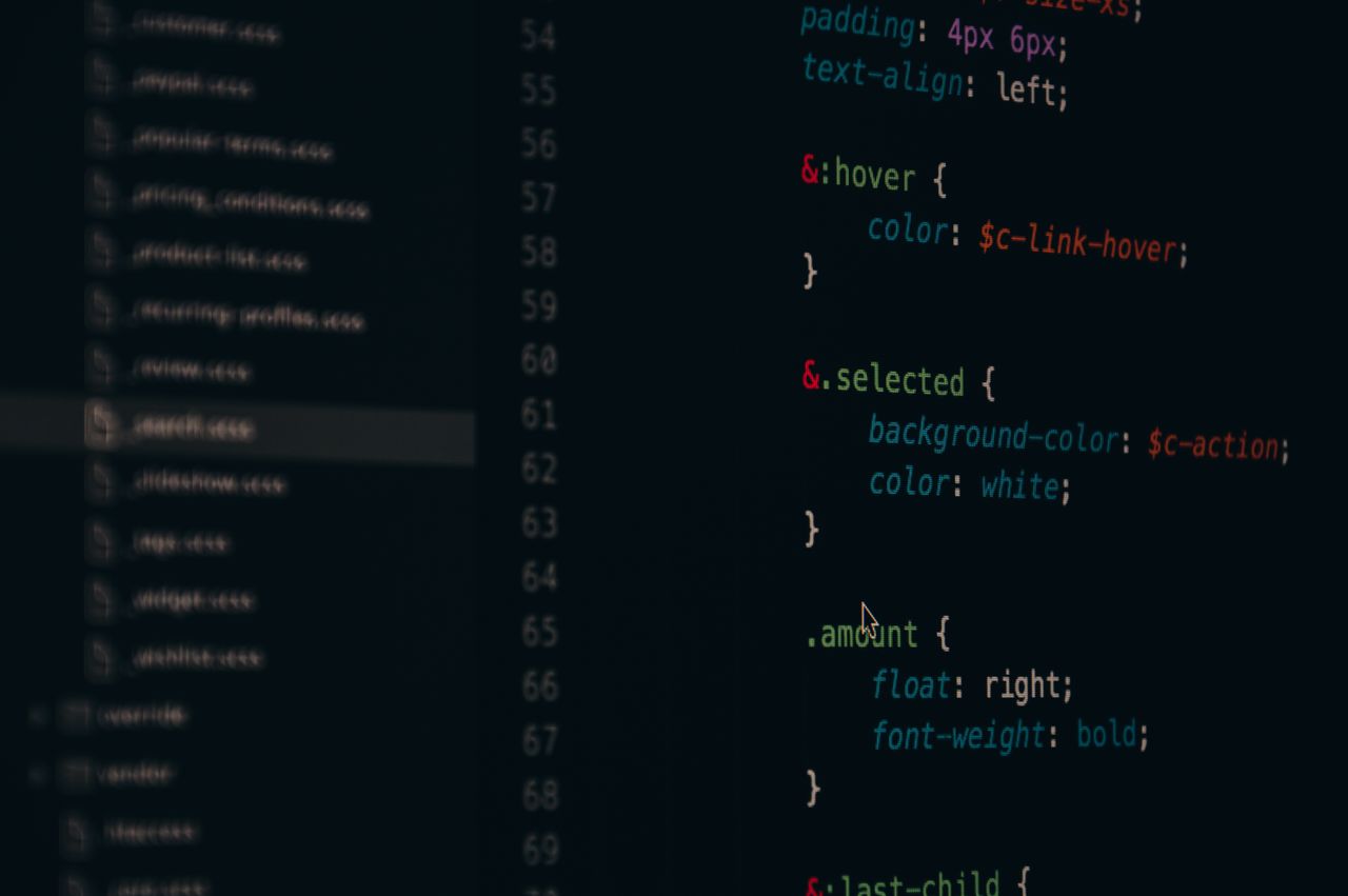 bedroom-bliss Close-up of colorful CSS code lines on a computer screen for web development.